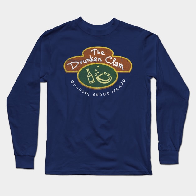 The Drunken Clam Worn Out Long Sleeve T-Shirt by Alema Art